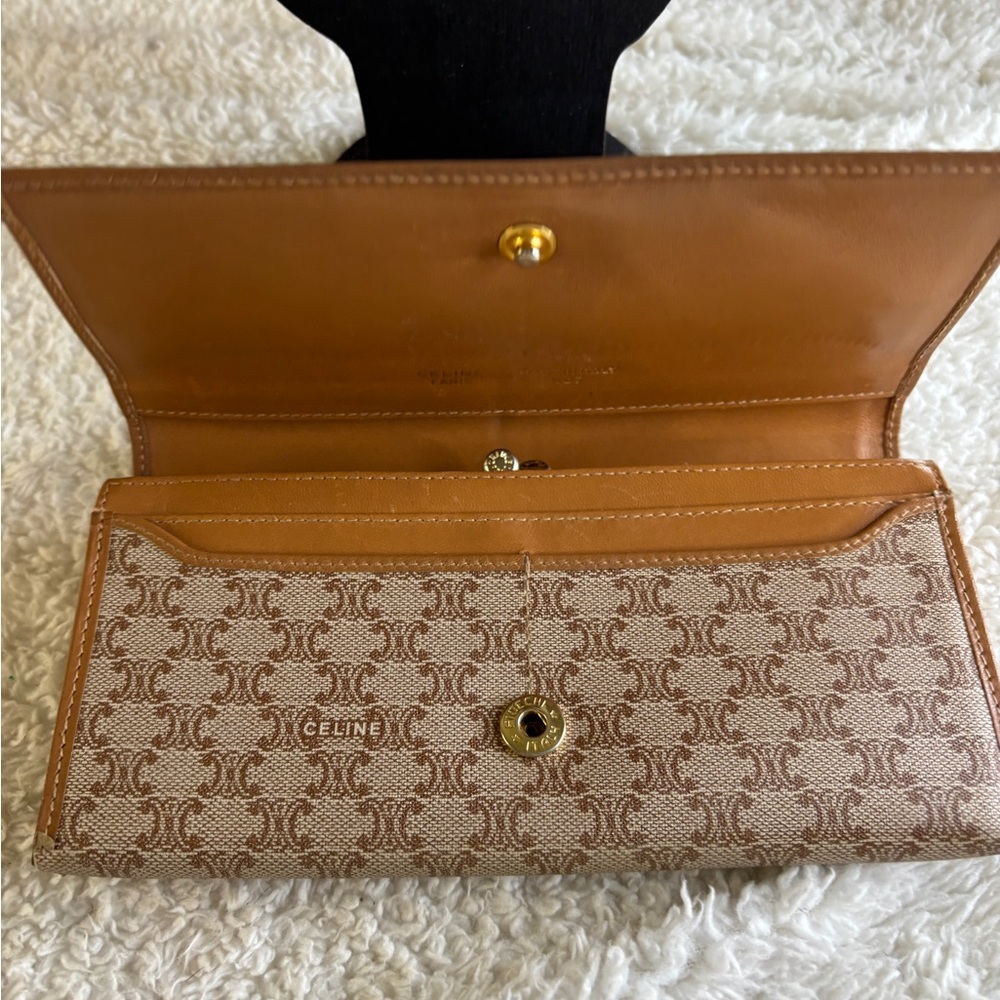 Celine Macadam Monogram Flap Kisslock Long Wallet Purse in EUC - Picture 5 of 15